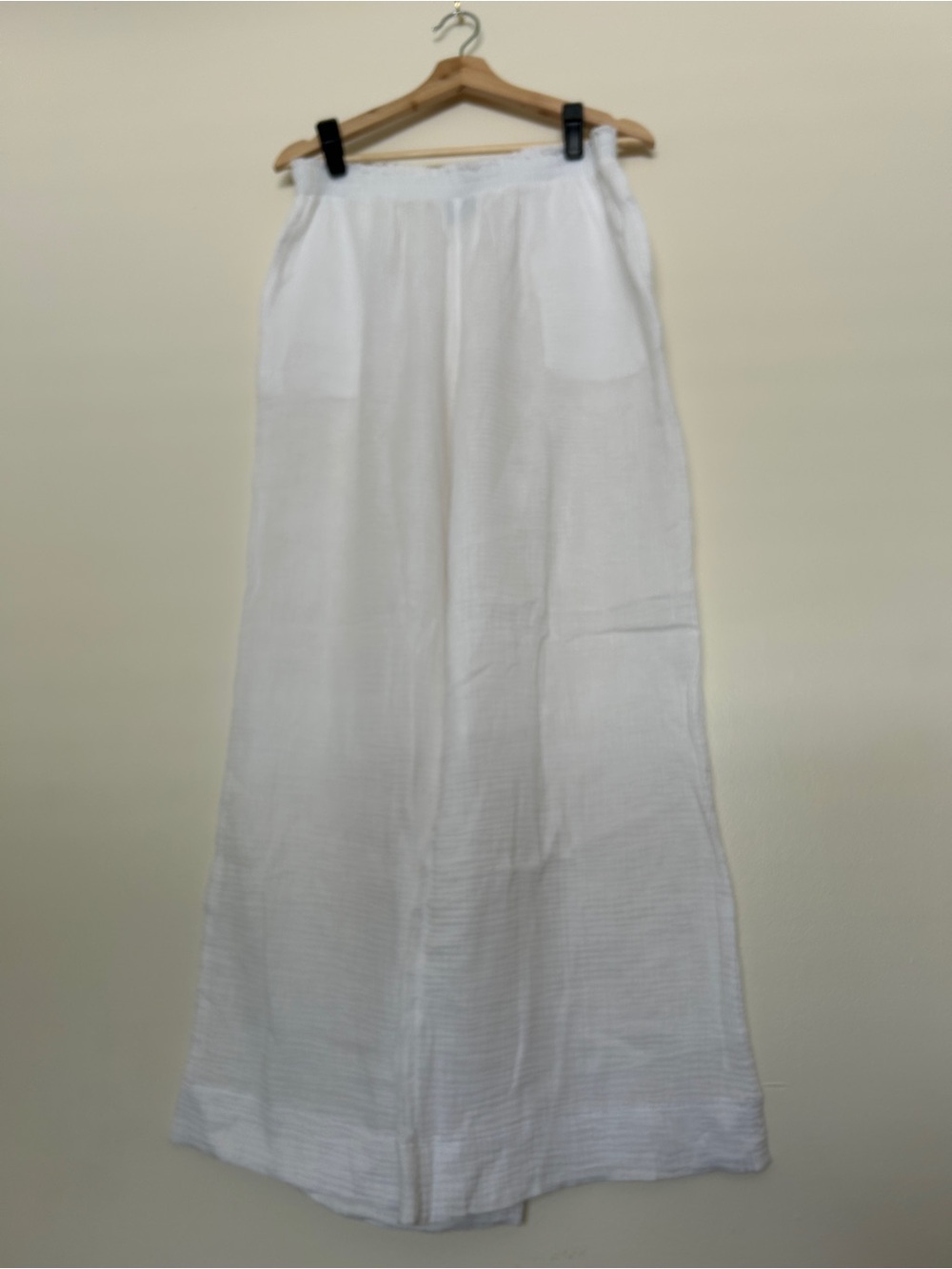 Shade & Shore White Cotton Wide-leg Pants
